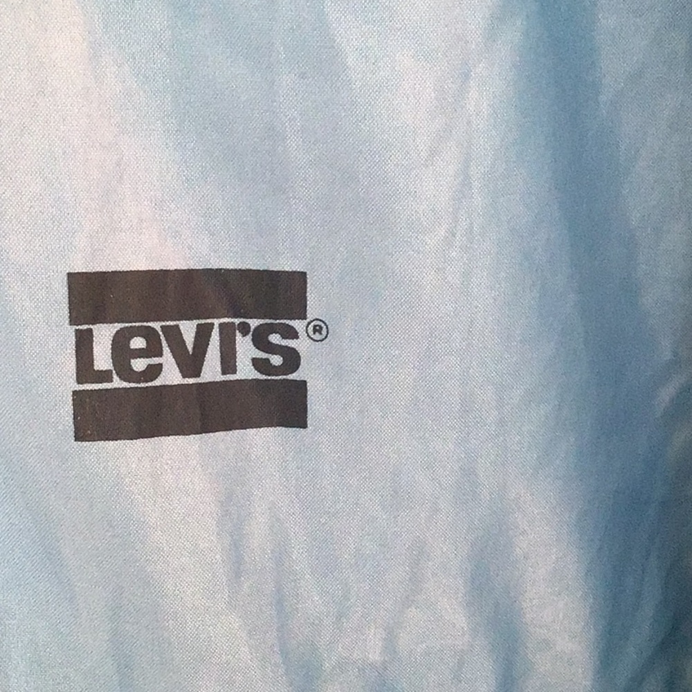 Y2K Vintage Levi's unisex light Blue Hooded  wind breaker .M - Picture 5 of 8